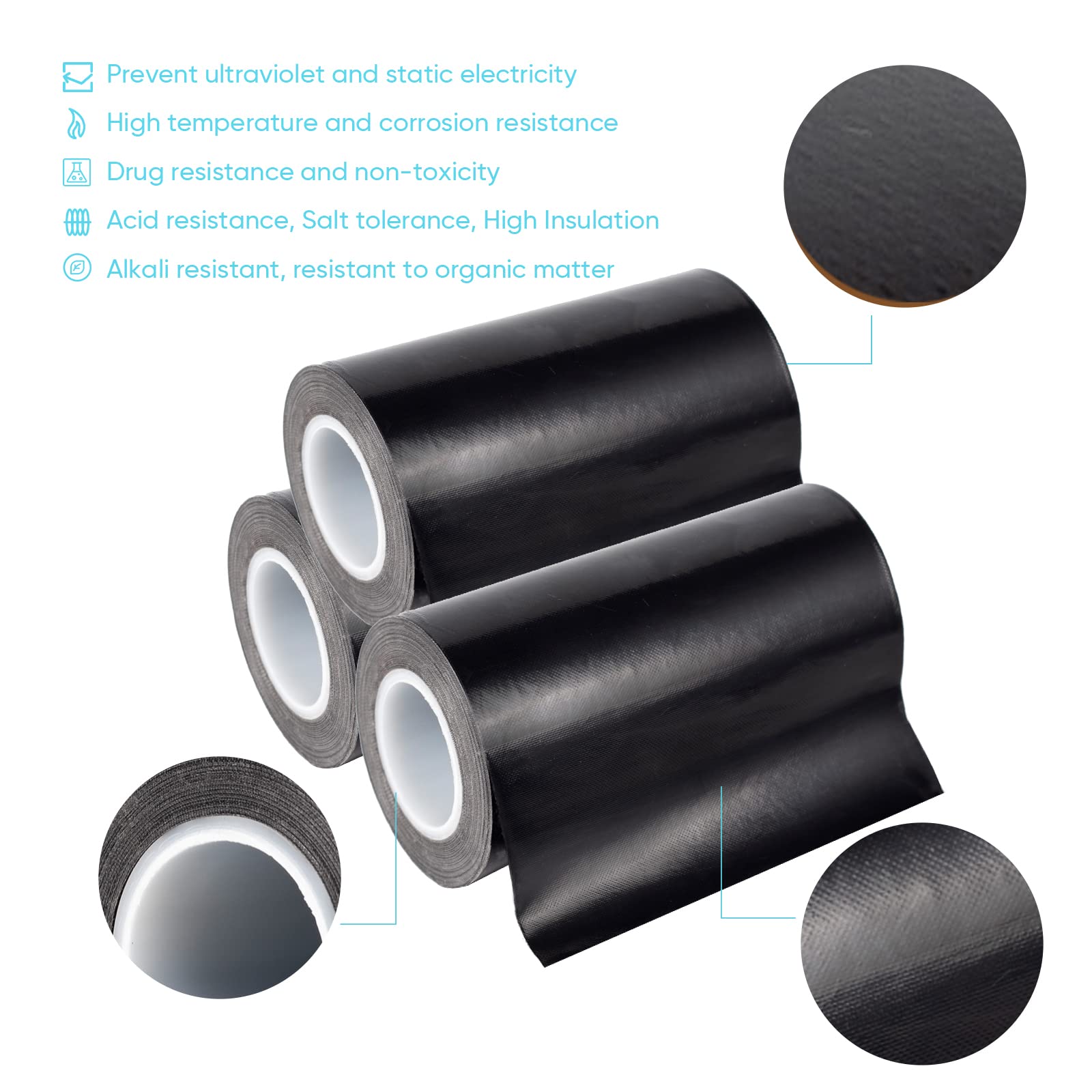 100mm black color ptfe fiberglass high temperature tape ptfe teflon tape -196℃ - +300℃