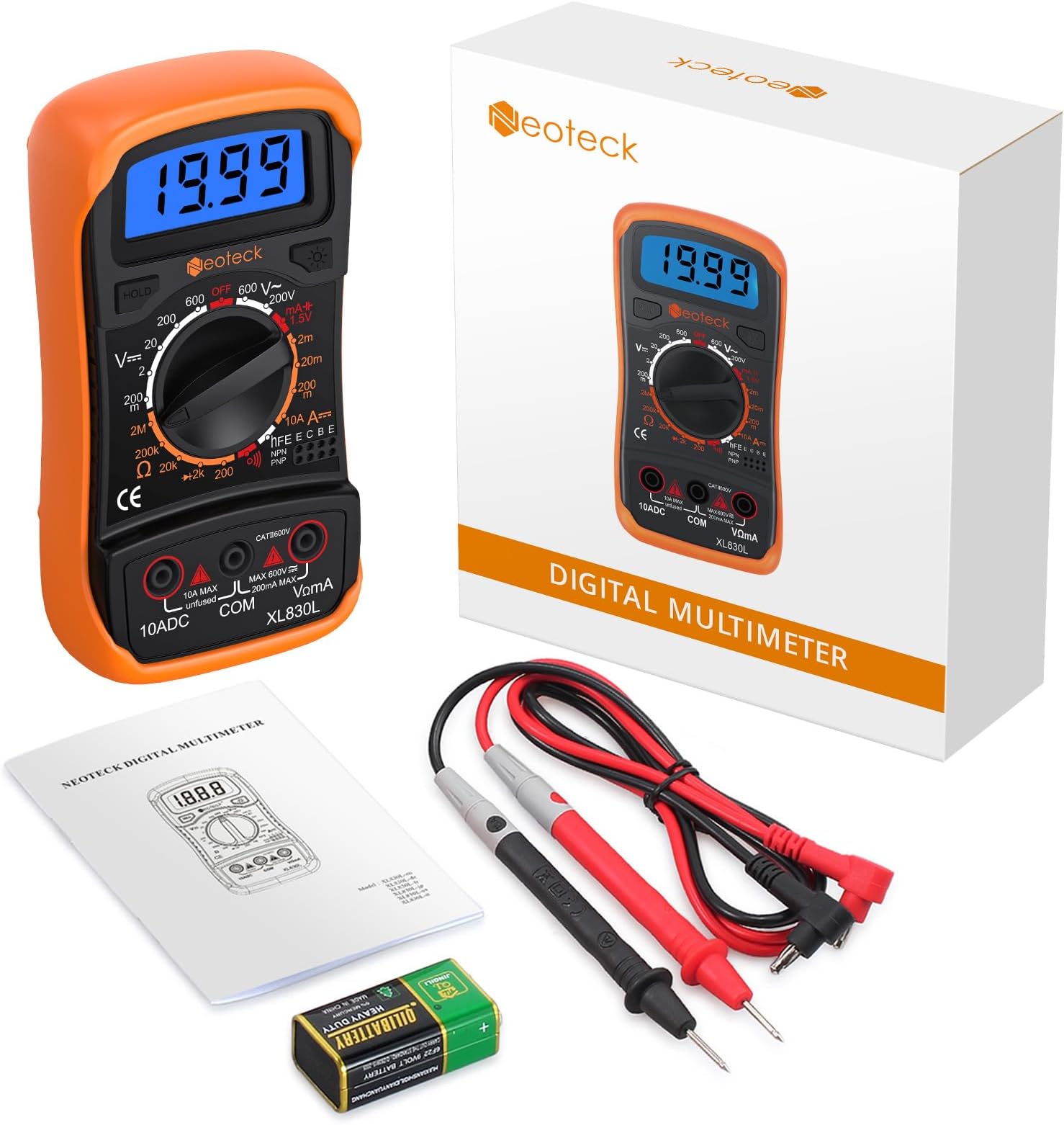 Pocket Digital Multimeter with 2 Test Leads Set