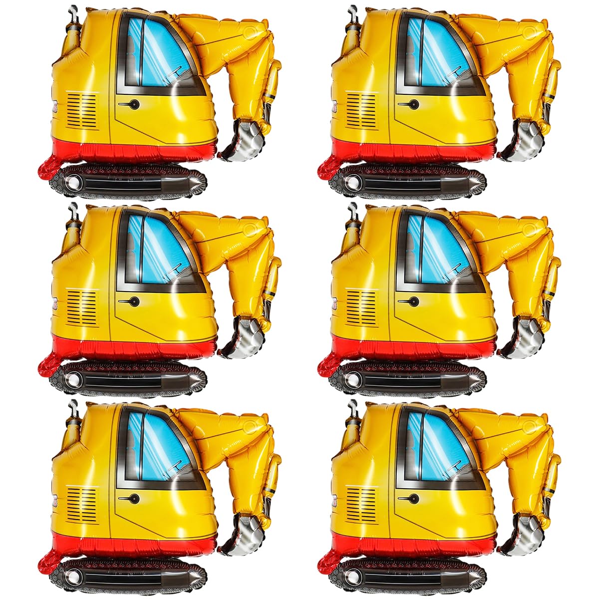 Bagger Luftballons, XXL Riesen Folienballon, Party Bagger deko kindergeburtstag,baustelle,excavator,Konstruktion Luftballons (Bagger 6 Stück)
