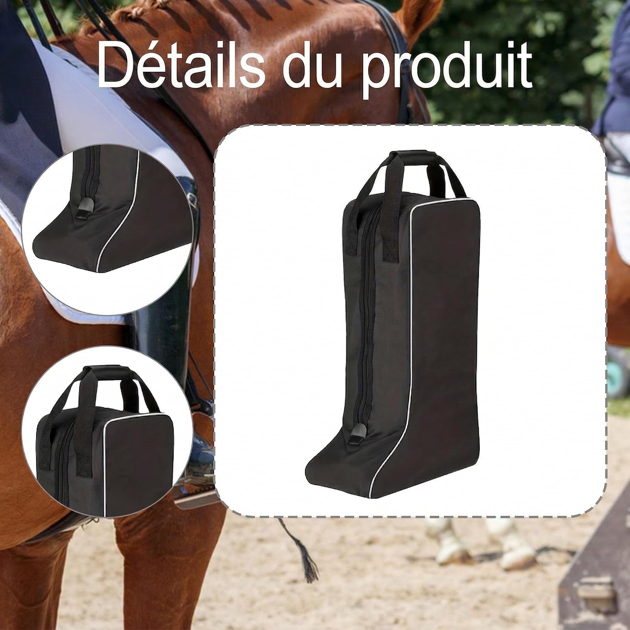 LOVIVER Sac à Bottes Hautes d'Équitation, Housse de Rangement pour Bottes de Cheval, Sac de Transport en Oxford, avec Poignée, pour Compétition Randonnée Sports Accueil Pack