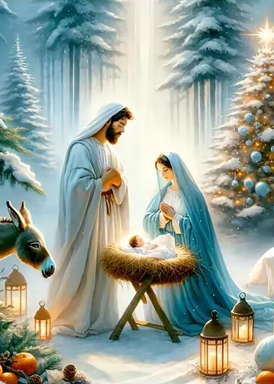 5D Christmas Nativity Scene Diamond Painting Kits for Adults Beginners,Jesus was Born Diamond Art Kit,DIY Full Round Drill Diamond Dot Gem Art Kits for Adults,Home Wall Decor 11.8x15.7 Inch