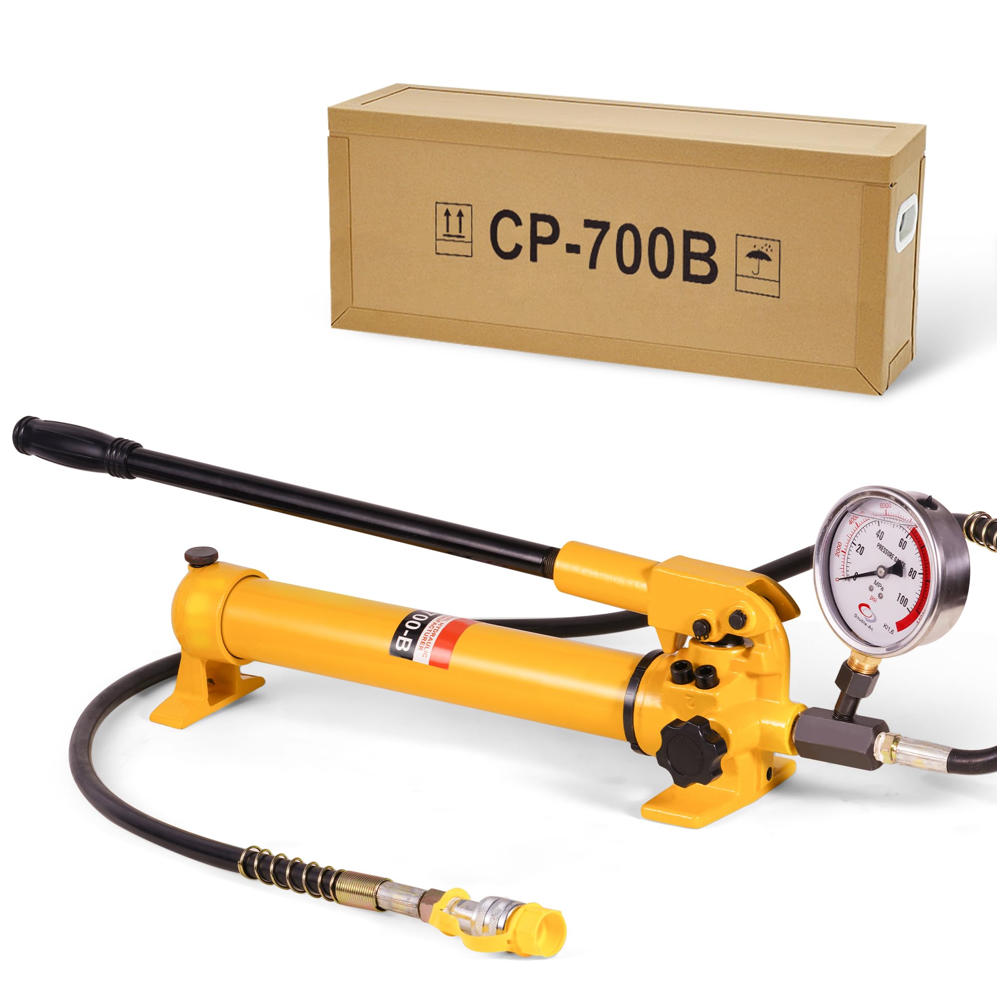 CP-700 Hydraulic Hand Pump with Oil Gauge,Hand Operated Pump Manual Pump Hydraulic Pump for Lifting Cylinders