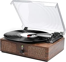 Udreamer Turntable, Turntable with Built-in Speakers and Bluetooth Belt Transmission, Vintage Phonograph with 3 Speeds for Music Fun and Home Decoration Wood Coffee