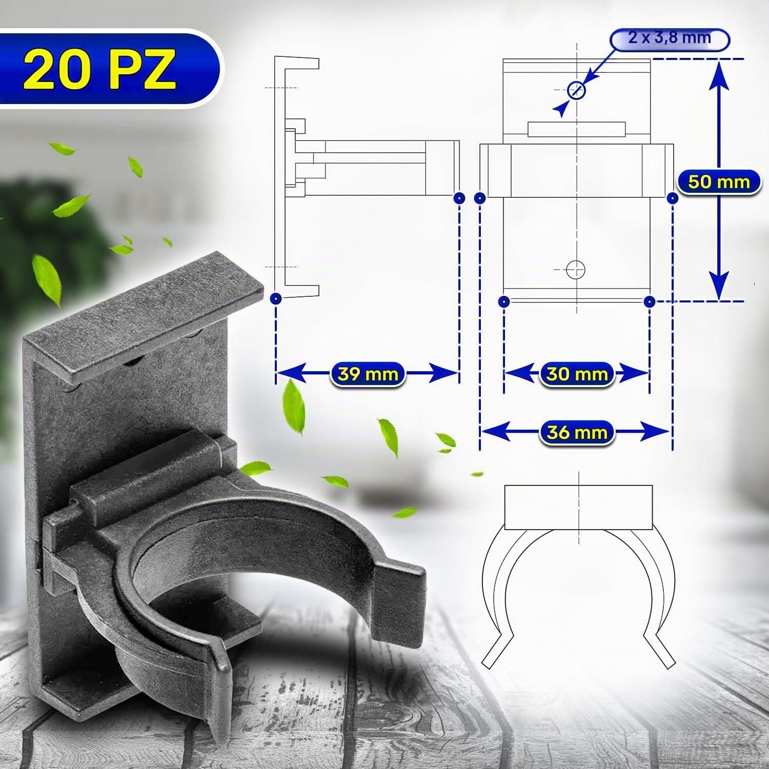 MONTERAL Set di 20 Pezzi Piedini per Mobili Regolabili 95-165 mm Ø 27,5 mm Capacità di Carico 60 kg e 20 Pezzi Ganci per Zoccolo Cucina Universale - Garanzia di 10 Anni
