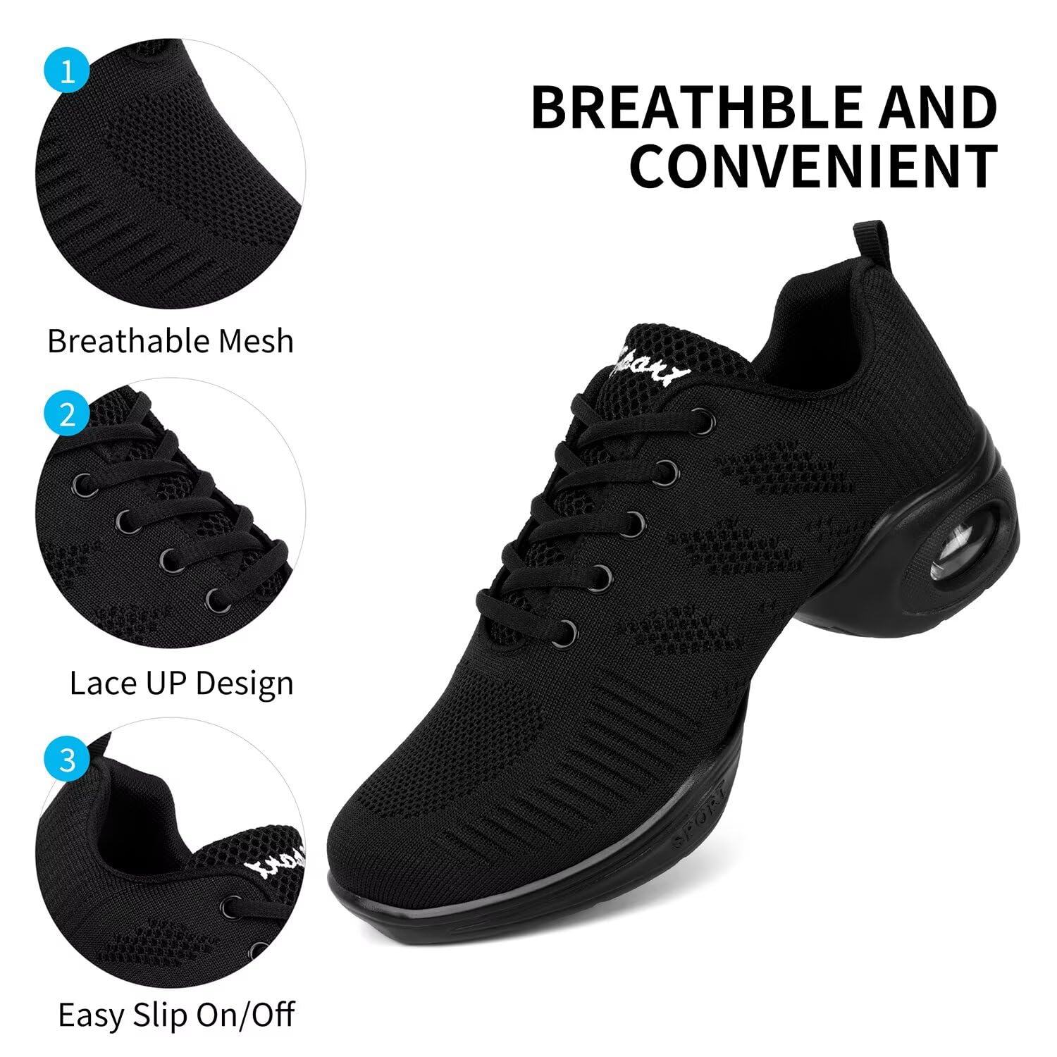 Zapatillas de baile transpirables para mujer, con cordones, para jazz, zapatillas de entrenamiento para bailar