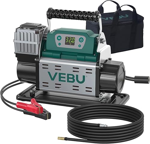 Miniatura 12 de Compresor de aire resistente 12V inflador de neumáticos, cilindro dual 125PSI con manómetro en línea, 10.6CFM inflación rápida para vehículos todo