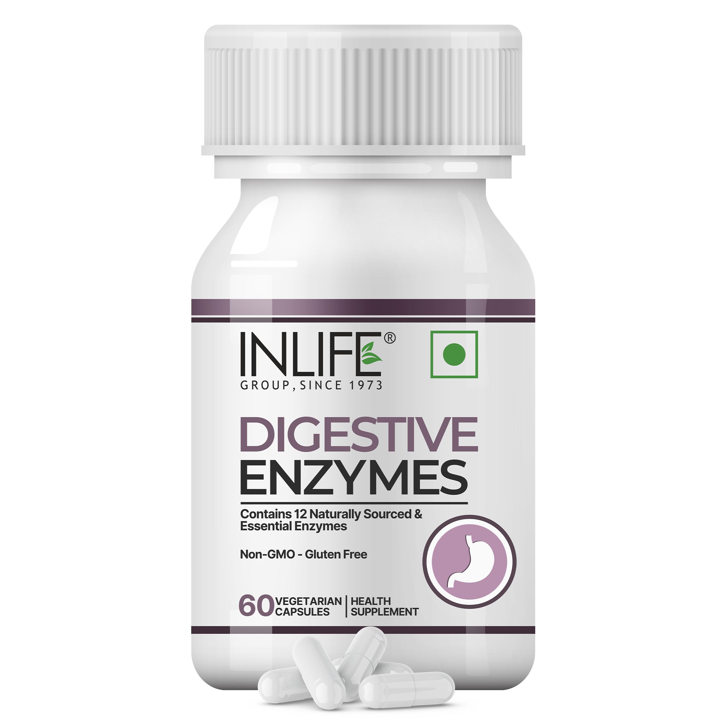INLIFE Digestive Enzymes Supplement | Contains 12 Naturally Sourced & Essential Enzymes | Supports Healthy Digestion - 60 Vegetarian Capsules (Pack of 1, 60)-image-33