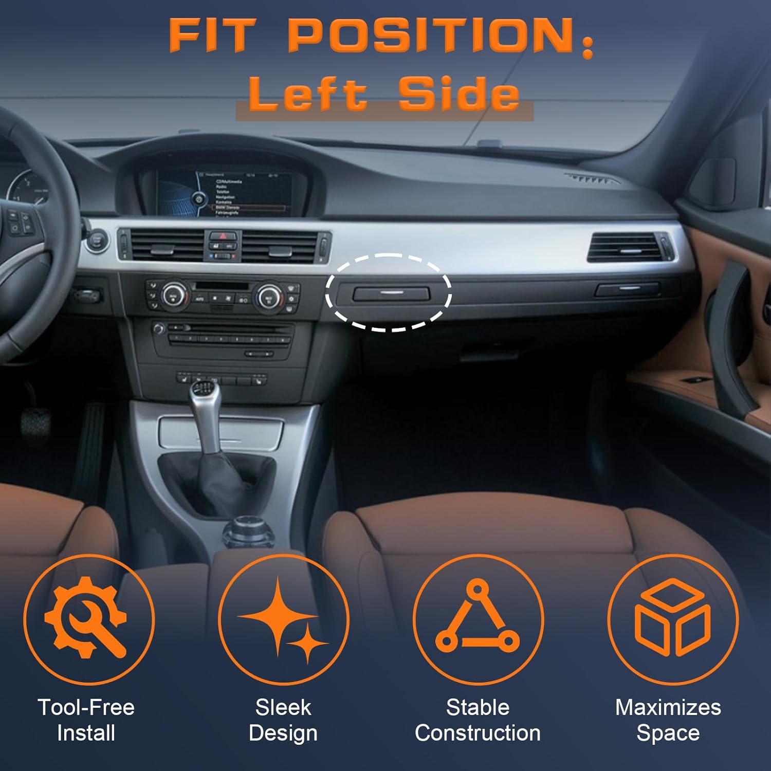 Cup Holder Compatible with 2006-2013 BMW E90 E91 E92 E93 325i 325xi 328i 328xi 3 Series Replace 51459173467 Beige Left Driver Side