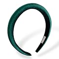 Leonyvie Velvet Padded Puffy Soft Headband, Green Thin Headband (2.5 CM Wide)