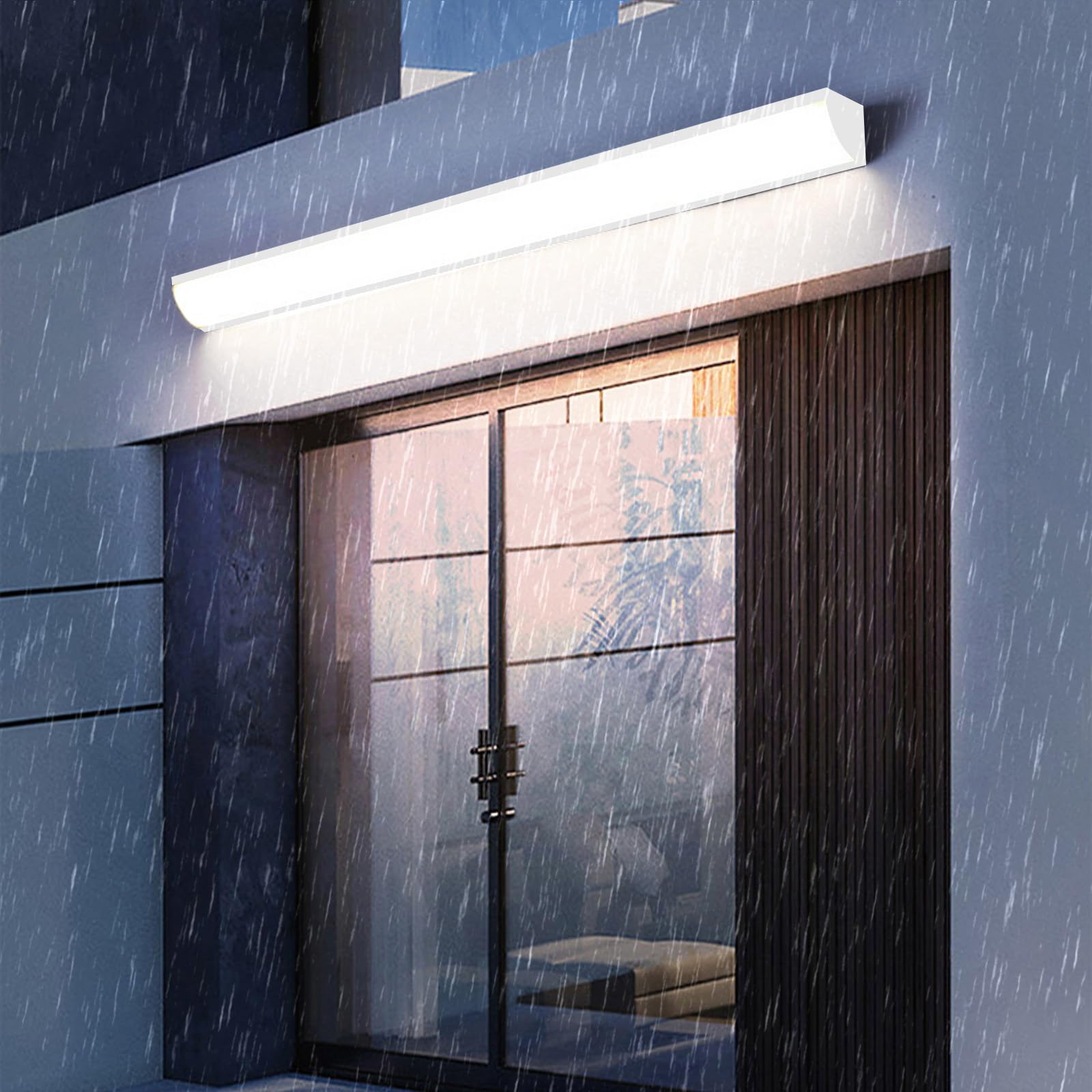 LED Applique da Parete Esterno IP65 Impermeabile Ingresso Lampada da Parete Terrazza Lampada a Muro Esterni Ed Interni Lunghe Alluminio per Terrazzo Cortile Portico (Argenteo-Luce Neutra,150cm)