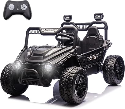 NEWQIDA XXL 24V 2-Seater Kids UTV Ride on Toys for Big Kids with Remote Control, 4WD Off-Road Electric Ride On Car w/Metal Frame, 22" Spacious Seat, Spring Suspensions, EVA Rubber Tires, Music, Black