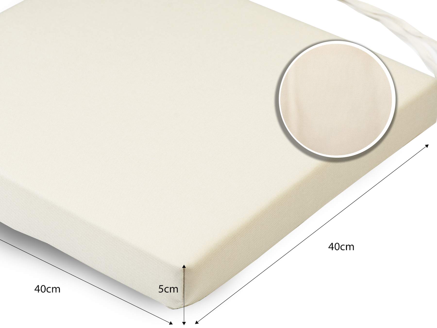 Sunnypillow 4 Cuscini per Sedia con Nastri 40x40 cm 5 cm Spessore per Sedie Panche Interno Esterno Cremoso