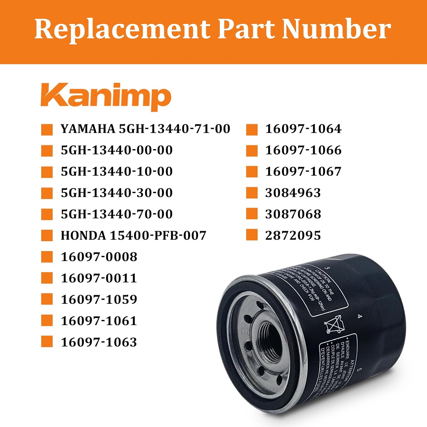 5GH-13440-00 5GH-13440-71-00 16097-0008 Oil Filter Compatible with Yamaha F100 F115 F15 F25 F30 F40 F50 F60 F70 F75 F80, Replaces 16097-0011 16097-0004 16097-0008 (2 PCS)
