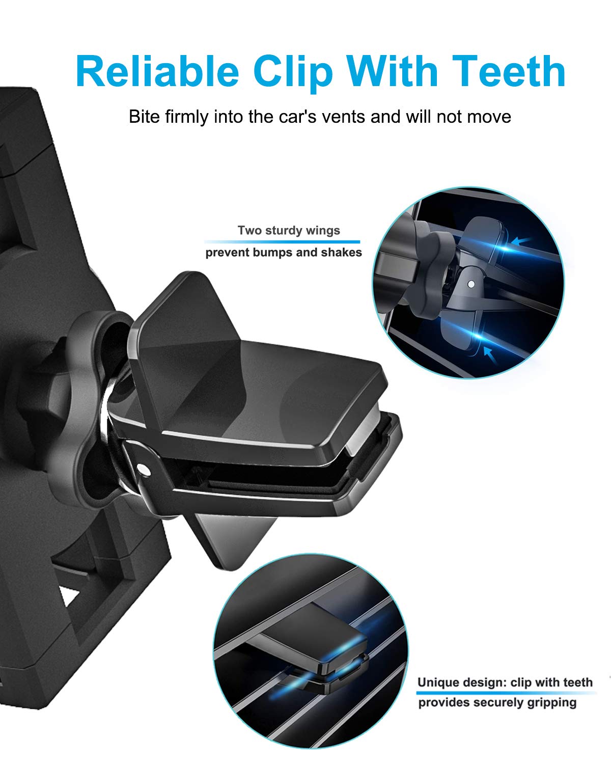 Soporte para Tablet para ventilación de Coche, [súper Estable y fácil] Soporte para Tablet con Clip Ajustable para iPad Pro/Air/Mini, iPhone, Samsung Galaxy Tabs, más teléfonos celulares y