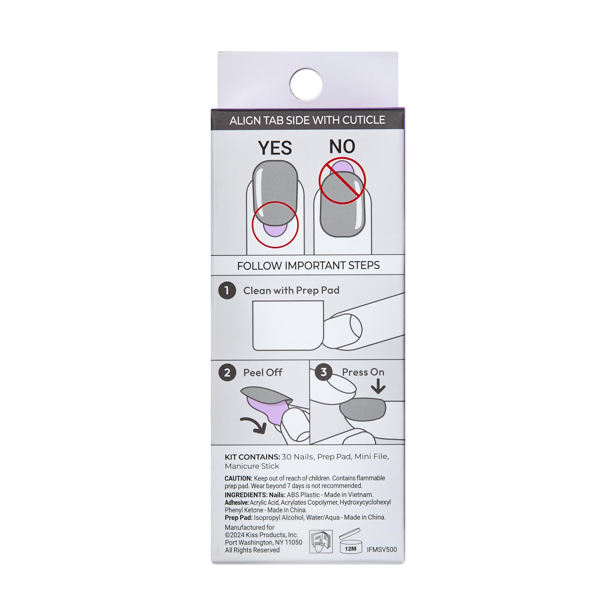 Kiss imPRESS sztuczne paznokcie samoprzylepne Press-on Manicure - Ditto, 30 szt