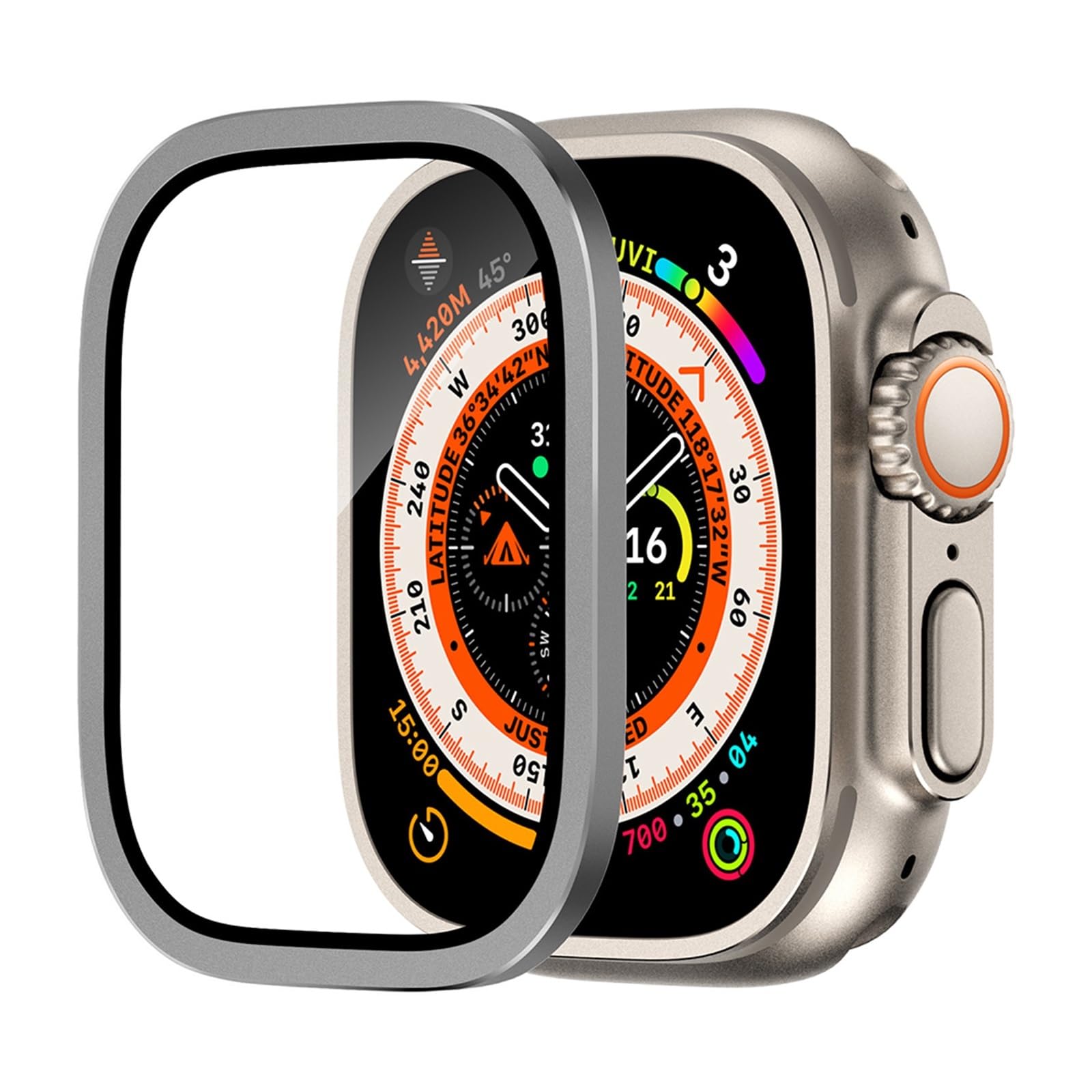 Pellicola protettiva in vetro temperato per Apple Watch Ultra 2 da 49 mm, antigraffio, HD, con paraurti in metallo, accessorio per iWatch Ultra da 49 mm