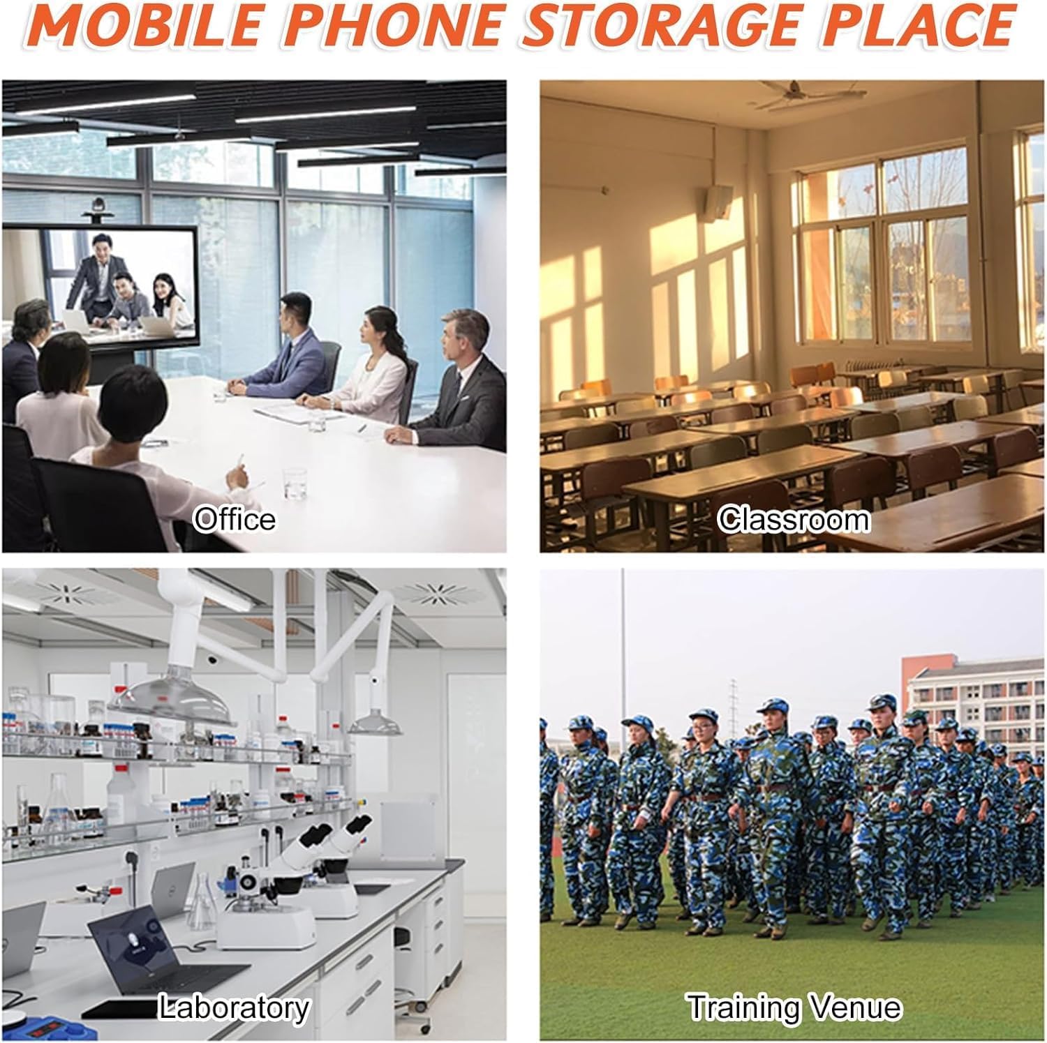 Mobile Phone Storage Cabinet - Secure Cell Phone Locker & Holder for Conference Rooms, Offices - Silver Finish, Size 1 (Silver 12) - Ideal for Workplace Organization