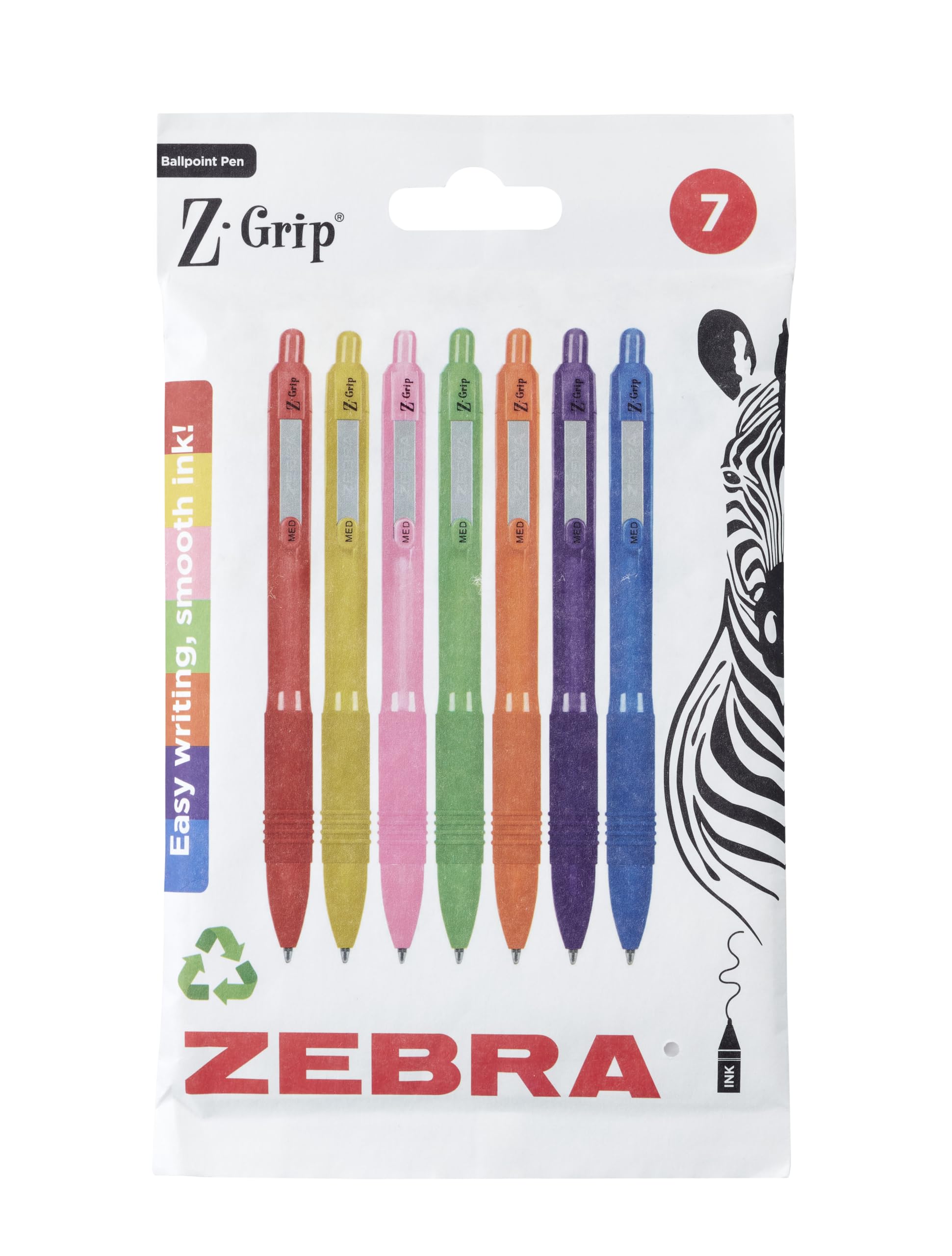 Penna A Sfera Zebra Z-Grip Smooth 1.0 Mm: Inchiostro Nero, Corpo Neon, Confezione Da 10 - 2
