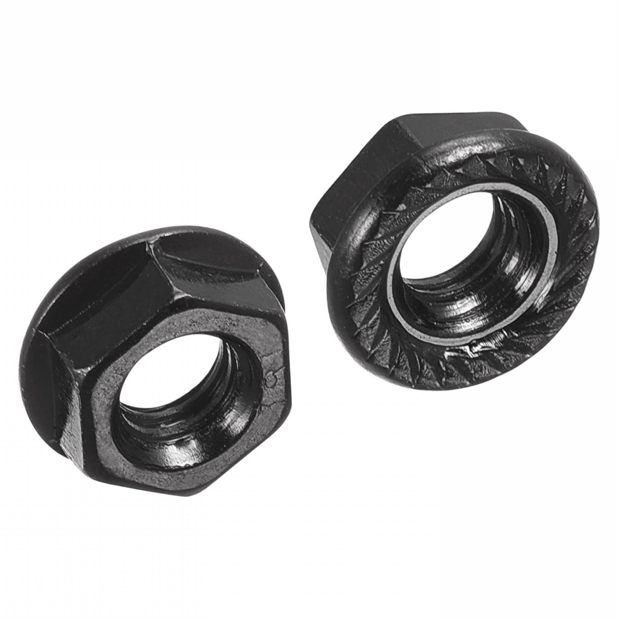 TOP-VIGOR M6 Serrated Flange Hex Lock Nuts, Carbon Steel Black Oxide Finish, Self-Locking Threaded Nuts