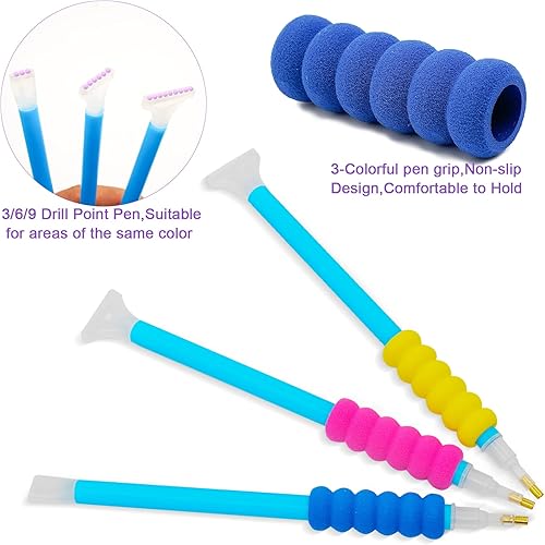 Miniatura 3 de MoeeBtee Contenedores de almacenamiento de pintura de diamantes, 30 ranuras, accesorios de pintura de diamantes con herramientas para organizador de