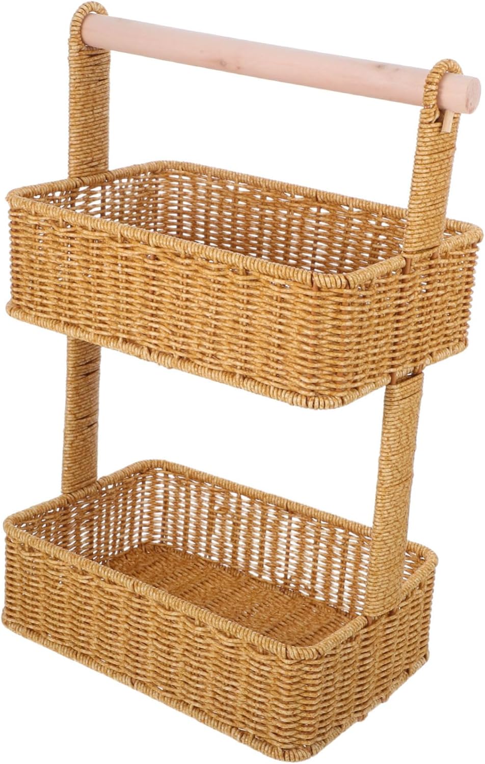 2tier Woven Hanging Basket Storage Organizer for Bathroom Bedroom and Kitchen Versatile Baskets for Towels Toiletries and Miscellaneous Items