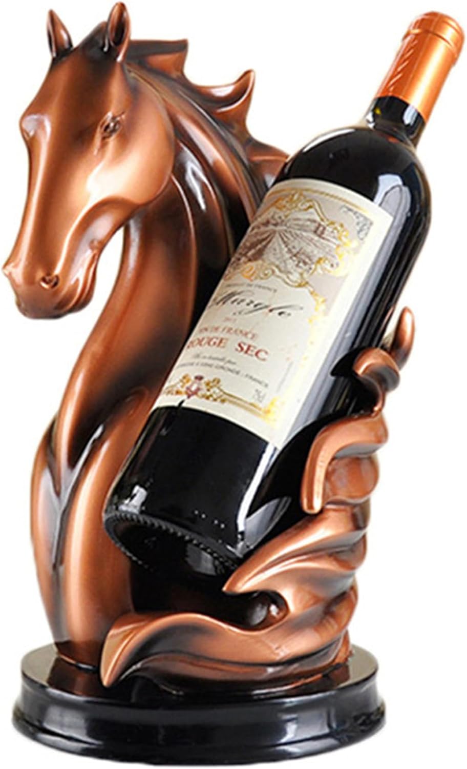 LL-COEUR Horse Wine Rack Sculpture Water and Wine Bottle Holder Statue Wine Shelf Decorative Bottle Rack Tabletop Décoration (red)
