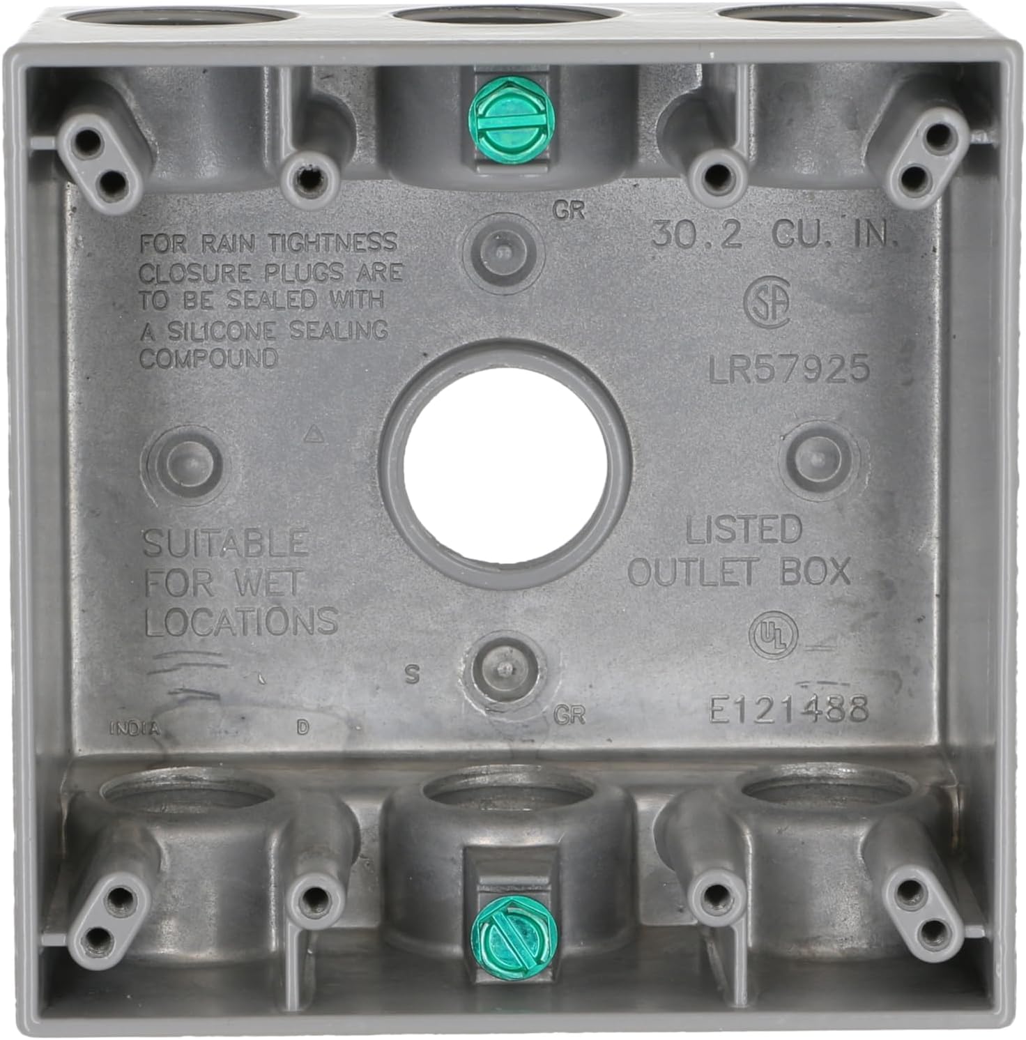 ഫ്രണ്ട് view of BELL 2-Gang Weatherproof Box interior