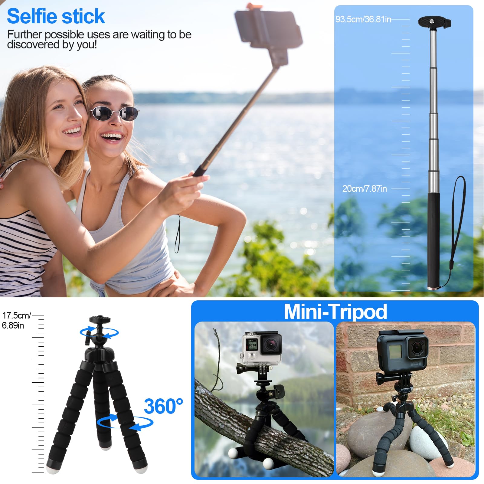 85-in-1 Action Kamera Zubehör Set, Zubehör-Set für Action Cam,Kompatibel mit DJI, Xiaoyi, SJCAM, GoPro, EZVIZ und Anderen Actionkameras
