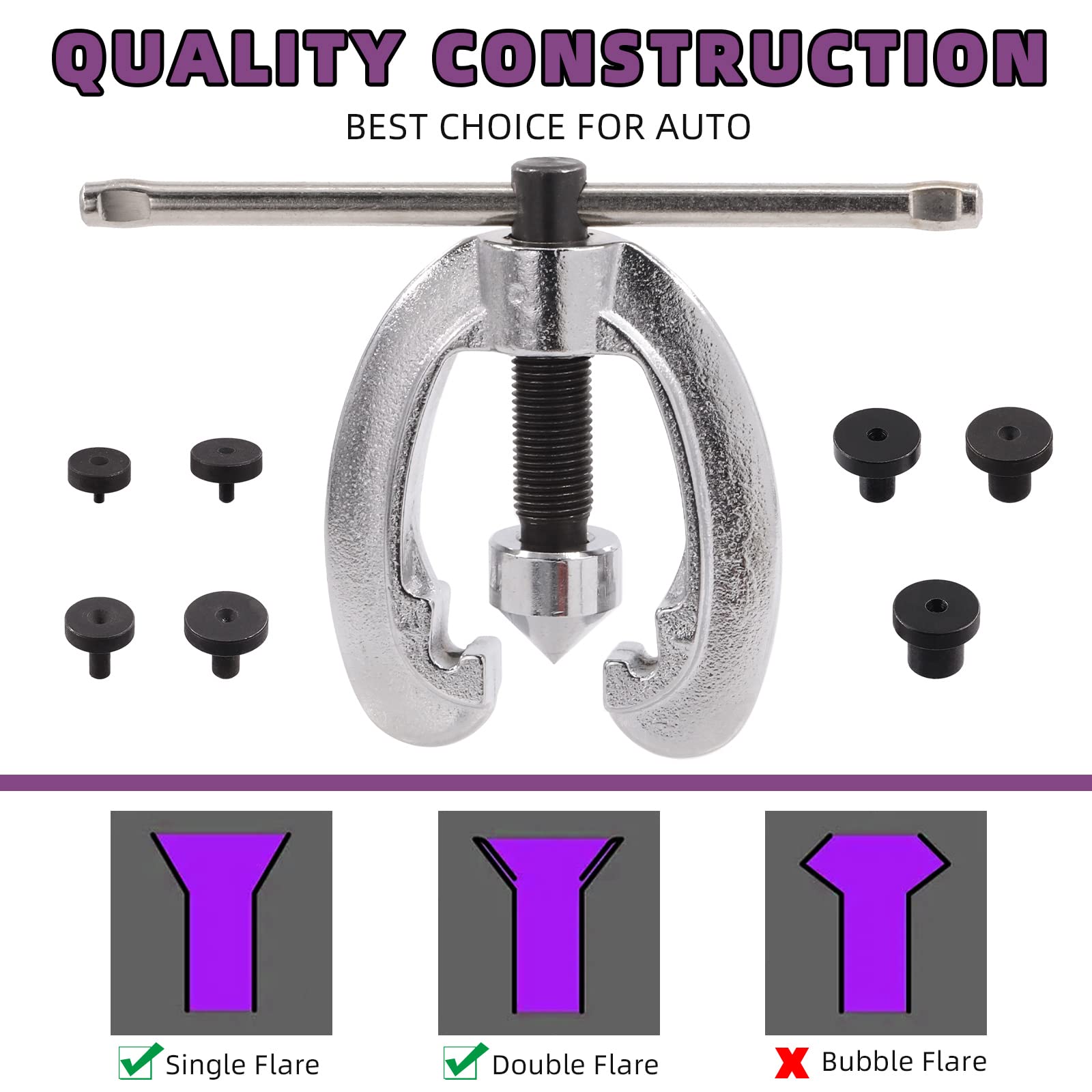 Swpeet Kit di 10 utensili per svasatura automatica e kit assortito di piegatubi 3 in 1 da 180 gradi, 1/2", 7/16", 3/8", 5/16", 1/4", 3/16", 5/8", utensili per svasatura linea e 1/4" 5/8" e 1/4" 5/8"