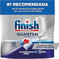 Finish Powerball Quantum, Detergente para Lava Louças em Tabletes, 10 Tabletes