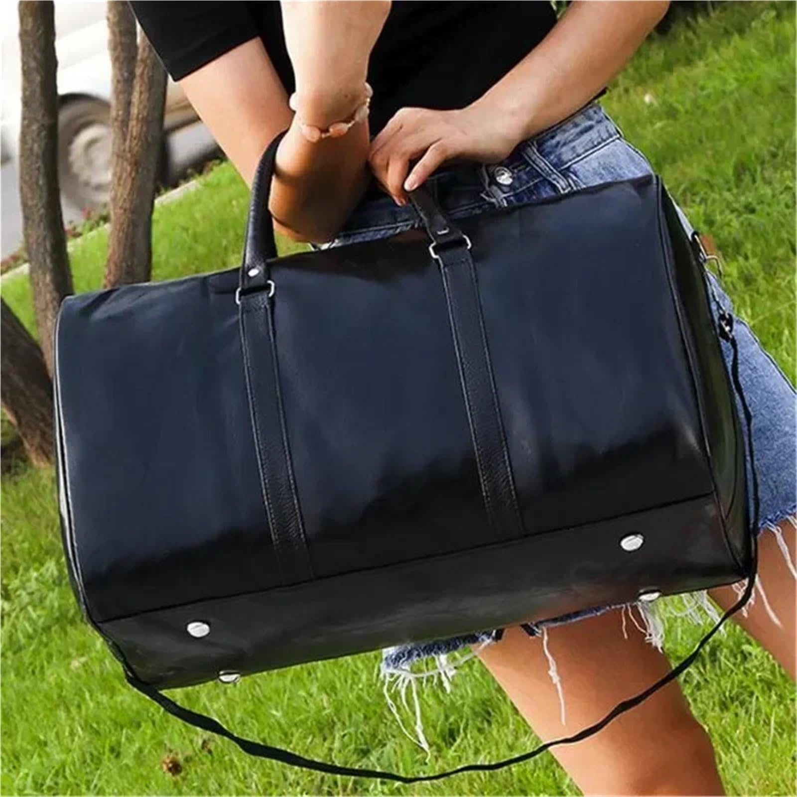 Große Leder-Sporttasche Leder Reisetasche Große Unabhängige Große Fitness Taschen Handtasche Tasche Gepäck Schulter Tasche Schwarz Männer für Männer Trainingsbag