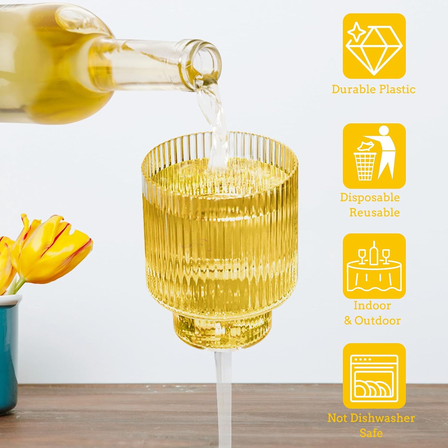 CHLJAR 12OZ Plastic Wine Glasses, Set Of 12 - Shatterproof & Reusable, Perfect For Home Use, Weddings & Parties, Ideal For Red Wine, White Wine, Champagne & Cocktails