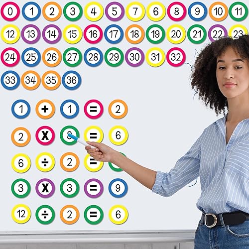 Vista 5 de Qyeahkj 49 números magnéticos de calendario, números magnéticos redondos del 0 al 36 con 12 espacios en blanco para escribir, acentos coloridos