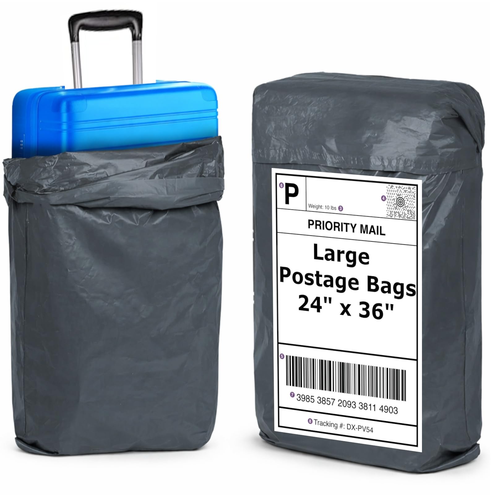 Large Postage Mailing Bags, Extra Strong Packing Poly Bag for Posting Parcels, Self Seal Mail Bags, Grey Postal Packaging, Shipping Delivery Mailers (20, 24" x 36")