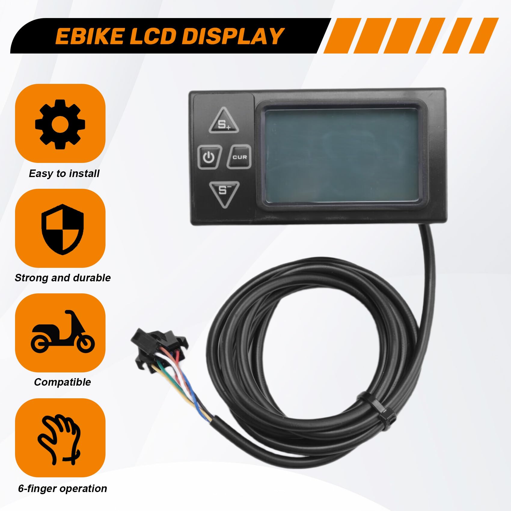 Écran LCD Ebike 24 V 36 V 48 V 60 V S861 LCD pour vélo électrique Contrôleur BLDC Panneau de contrôle (prise SM)