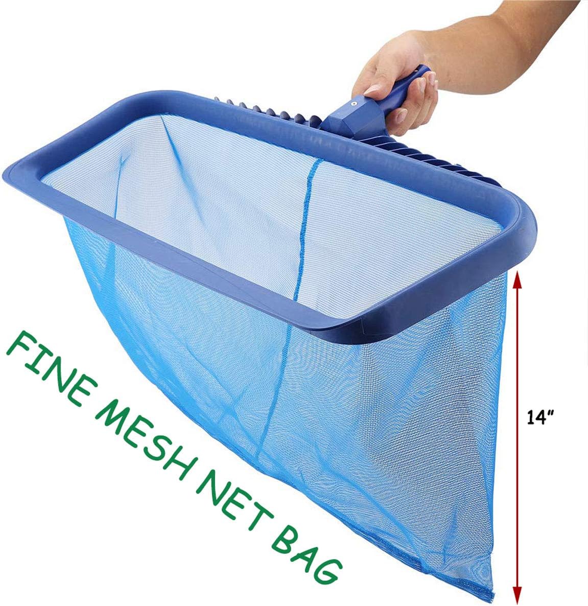AnSun Upgraded Pool Skimmer Net, Heavy Duty Leaf Rake for Cleaning Swimming Pool & Pond, Fine Mesh Deep Bag Catcher with Strong Plastic Frame : Patio, Lawn & Garden