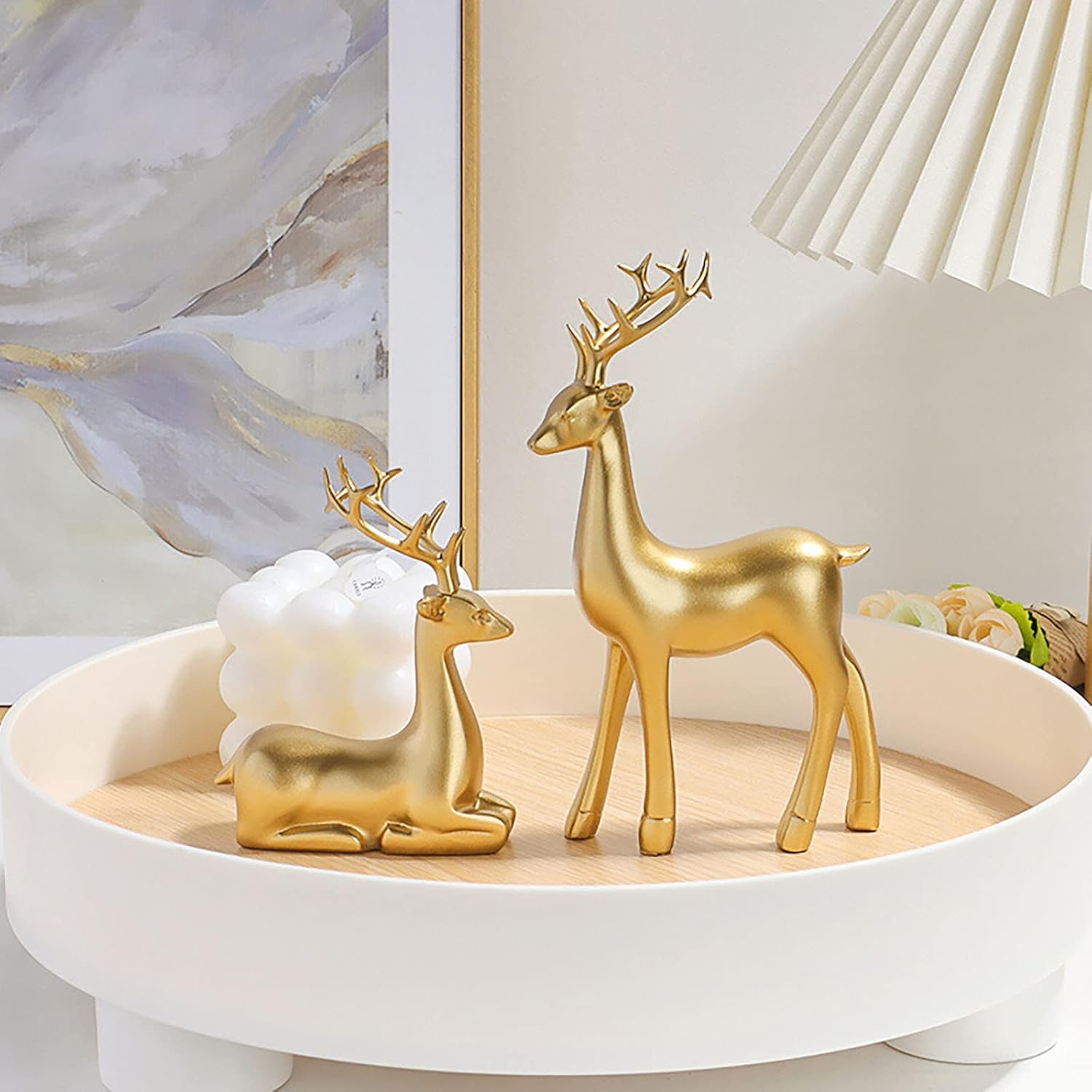 2pcs Christmas Reindeer Sculpture Resin Deer Christmas