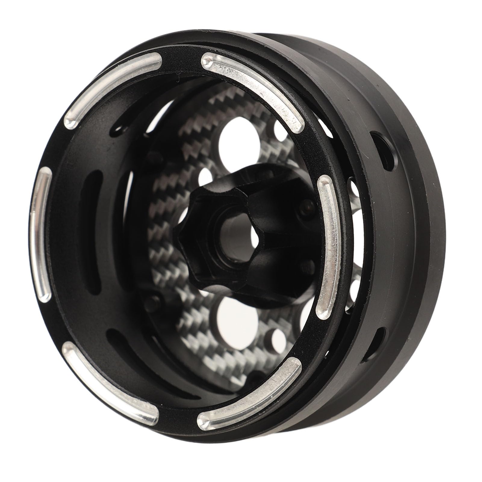 Chrees Cerchi leggeri in fibra di carbonio RC, 4 cerchi in alluminio da 1,9 pollici per auto RC 1/10 con centro in nylon, compatibili SCX10 RR10 (rosso)
