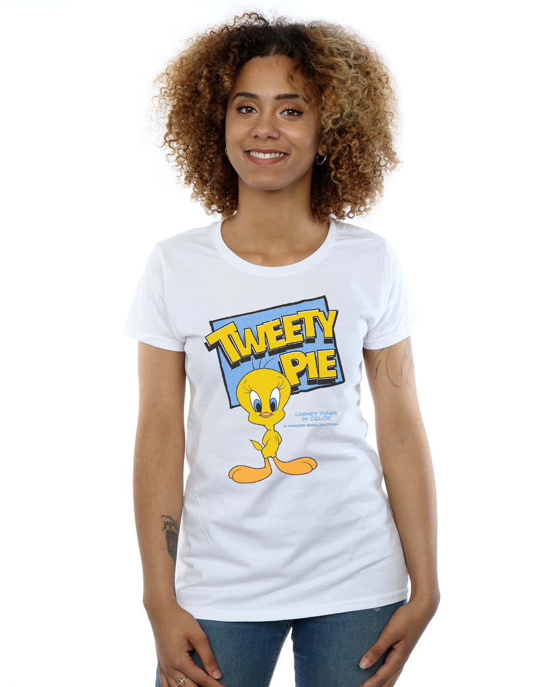Absolute Cult Women's White Looney Tunes Classic Tweety Pie T-Shirt Large