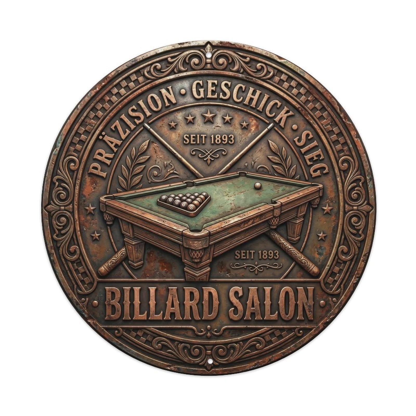 Cwbufd Vintage Style Precision Skill Victory Billiard Salon Vintage Metal Tin Sign Plaque Wall Decor For Cafe, Club Bar, Office, Garden Metal Poster 8X8inch