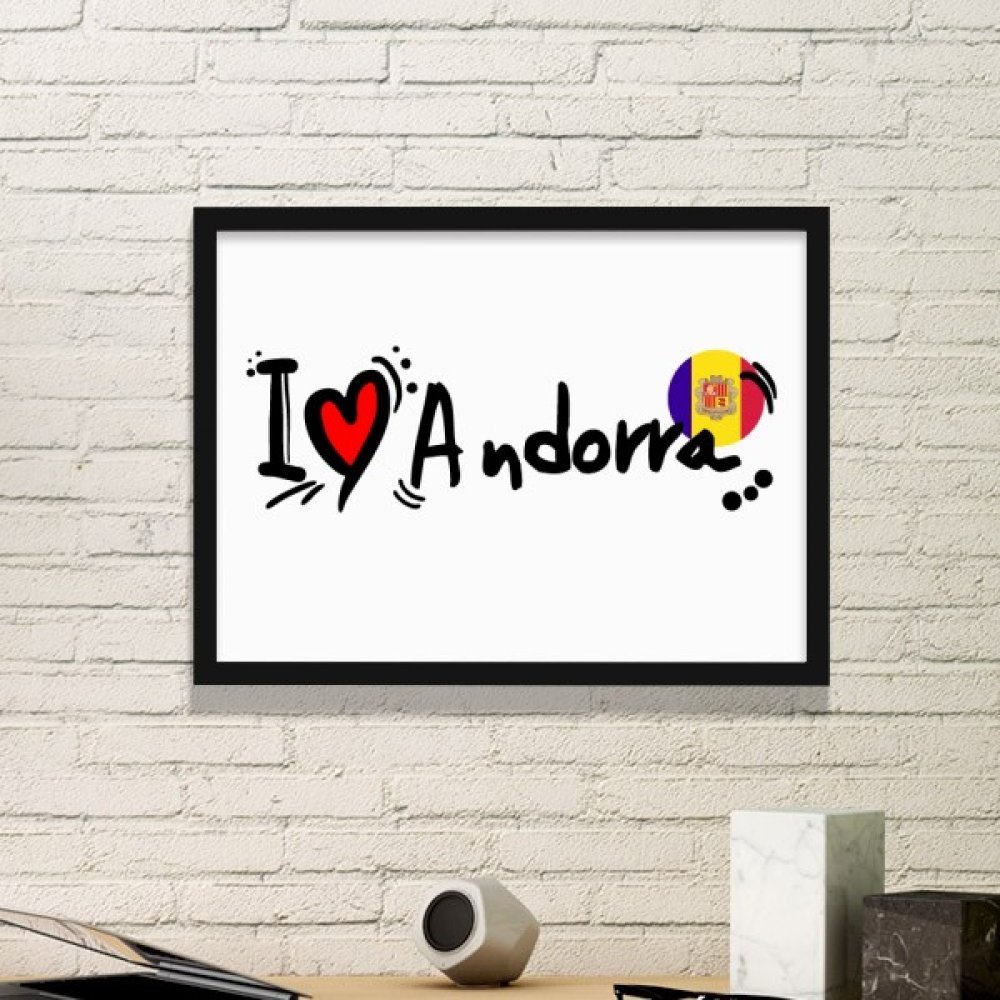 Etiqueta de regalo original marco de fotos negro con ilustración de Andorra