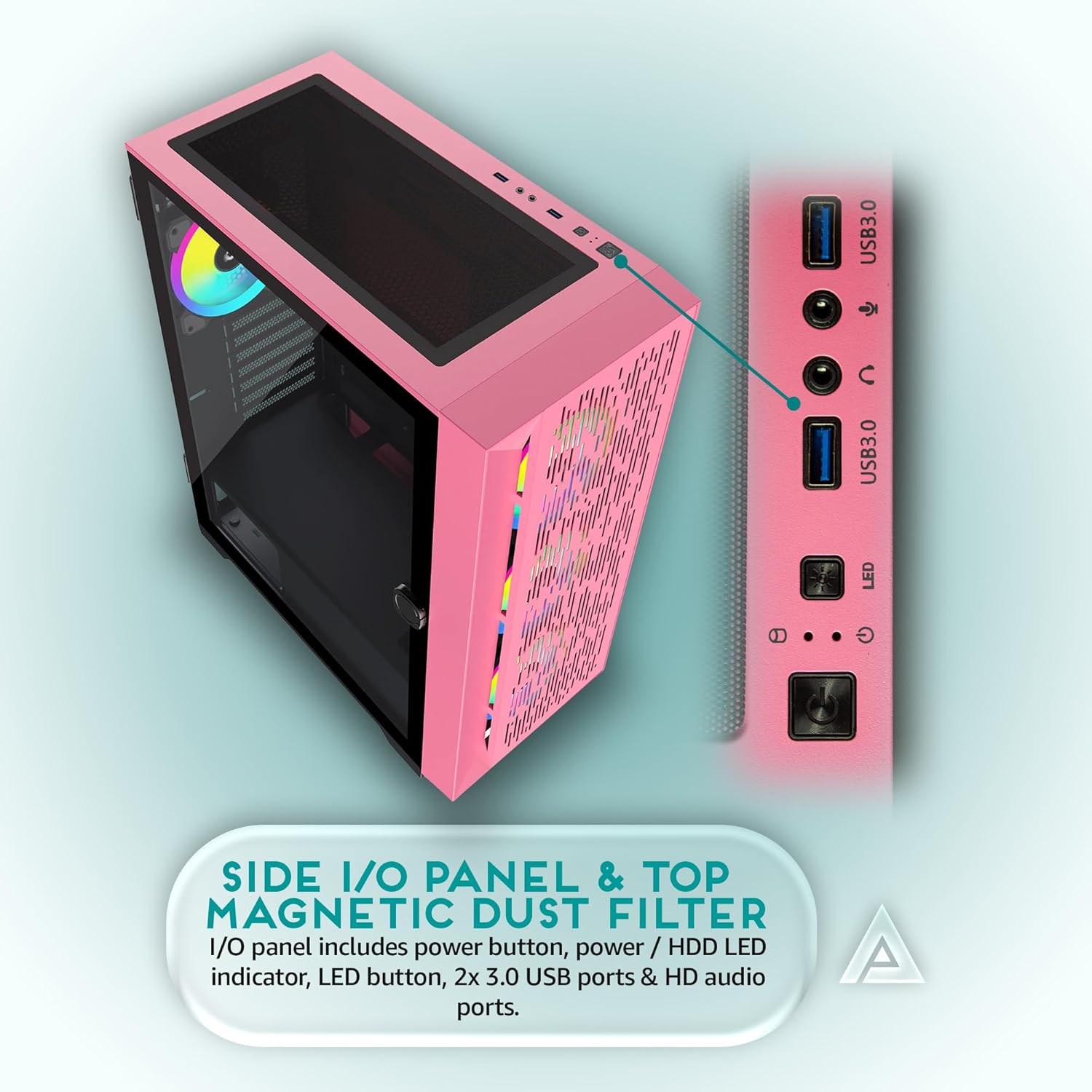 White Pc Case Itx Case Apevia Aurora-PK Aurora Mid Tower Gaming PC