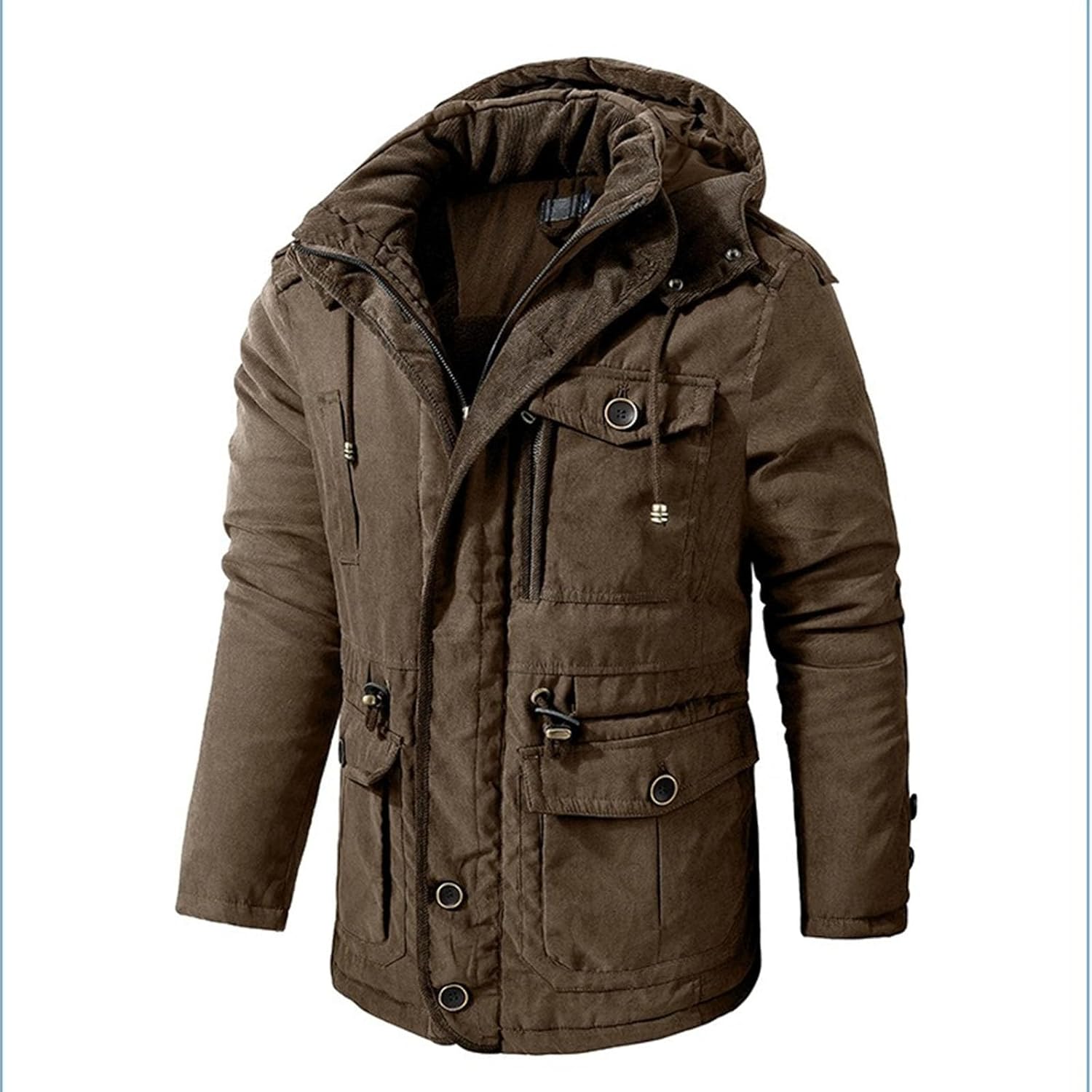 Men's Winter Jacket Sherpa Lined Hooded Parka, Water-Resistant Windproof Warm Coat for Snowboarding & Outdoor