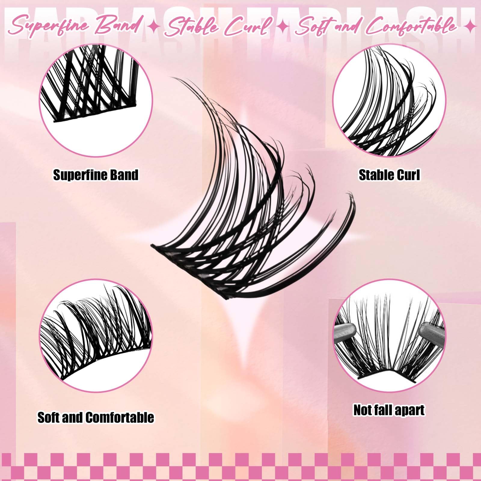 FADLASH Faux Cils FADLASH Cluster Individuel Cils a Cils 144pcs 0.07D 8-16mm DIY Réutilisable Extension Cils Bouquet(F5)