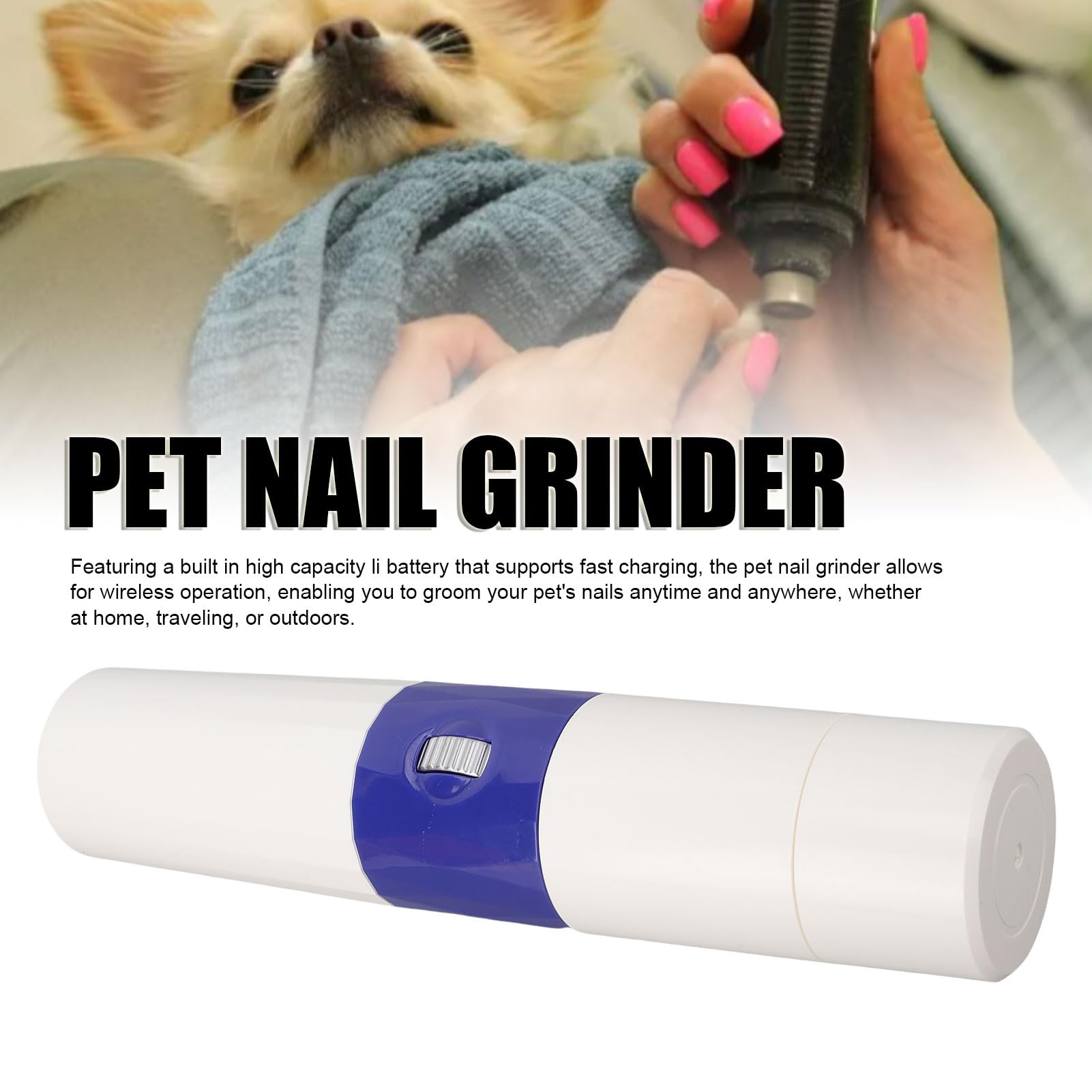 Macinacapazione Unghie per Animali Domestici, Macinino Unghie Ricaricabile USB con Trimmer Elettrico Silenzioso LED per Gatti Cani, Forniture Toelettatura Professionisti