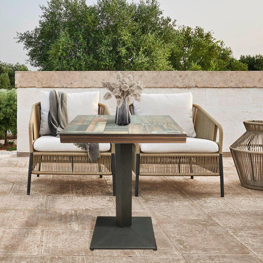 Mesa alta de metal para 4 personas, mesa alta para cena, restaurante, casa, interior, comedor, 60 x 60 x 75 cm (parquet)
