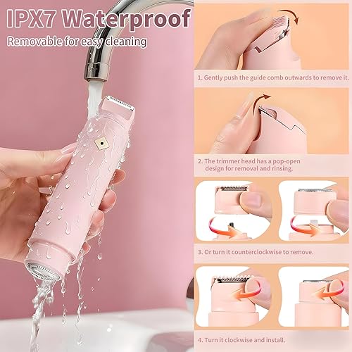 Miniatura 4 de Karrong Maquinilla de afeitar eléctrica 2 en 1 para mujer, afeitadora eléctrica de doble cabezal para cabello facial y piernas y cuerpo, recargable,