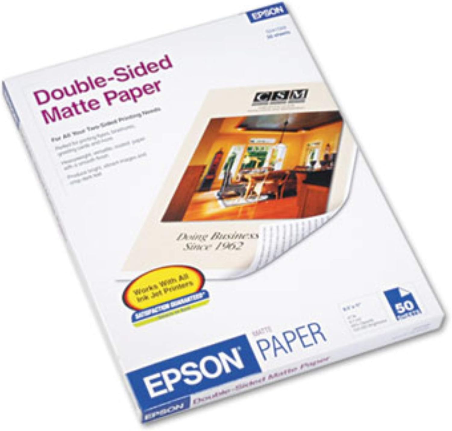 Epson - Ink Jet PaperDouble-Sided Matte-Let - 50 Sheets 45 lbs. 8-1/2 x 11 50...