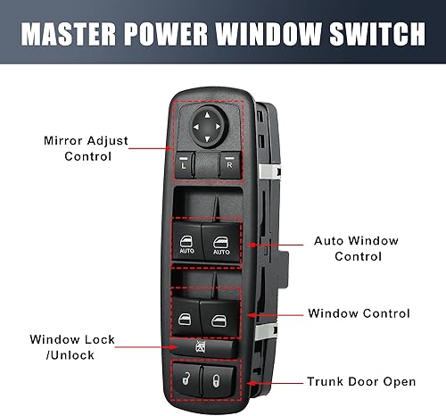 Miniatura 3 de X AUTOHAUX Interruptor eléctrico de la ventana eléctrica del lado del conductor delantero izquierdo para Volkswagen Routan 2009-2014 Reemplazar
