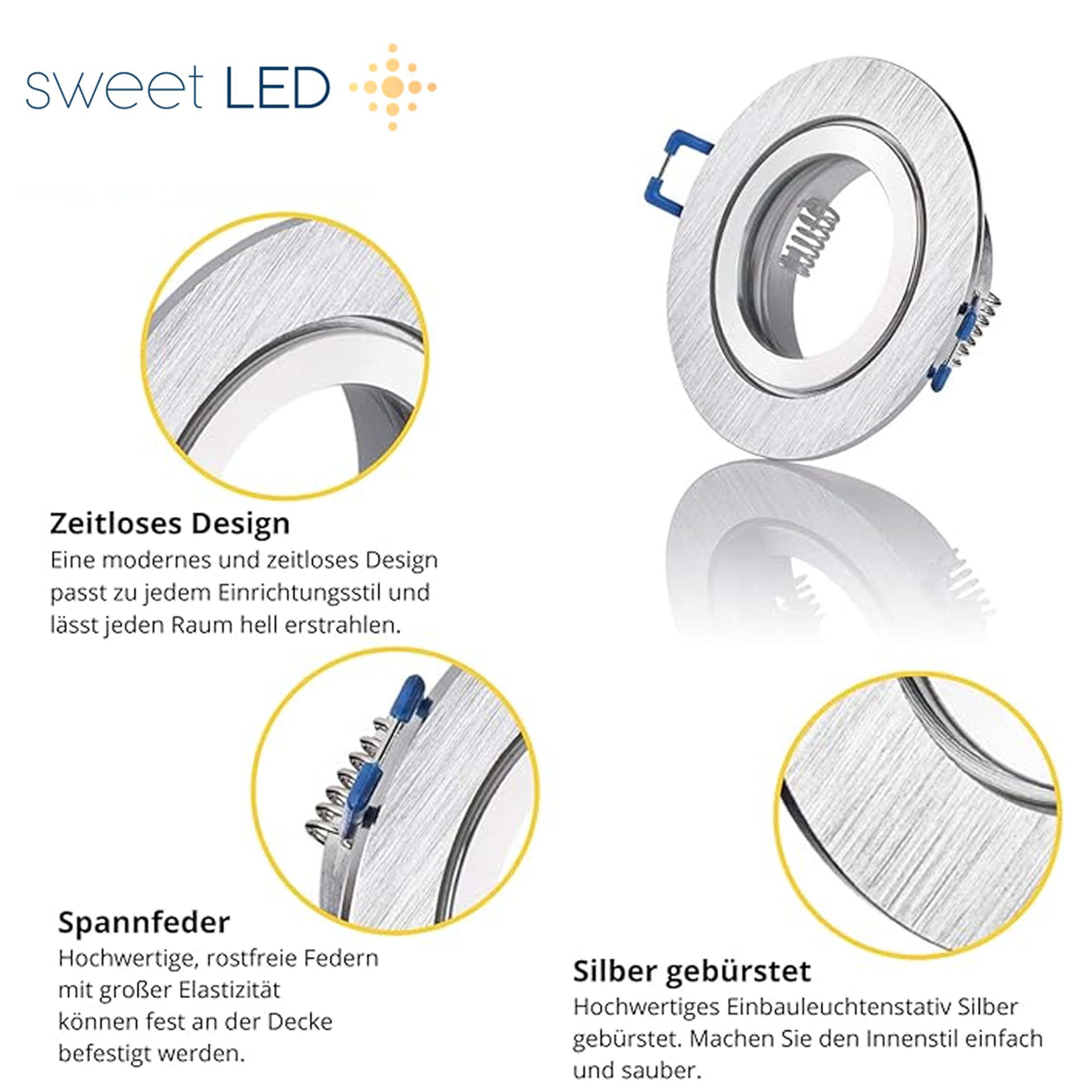 LED - Badkamer - Zilver - Exclusief lichtbron - Inbouw - Spotjes